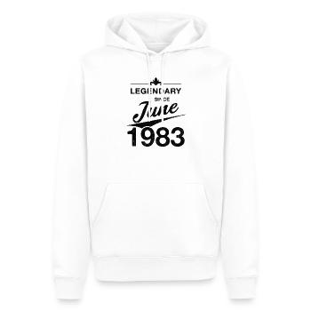 40e anniversaire Légendaire Juin 1983 Année 83 - Sweat à capuche Premium bio Homme - blanc - Devant - Nico (187cm)