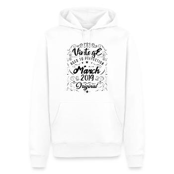 Vintage Né(e) en Mars 2019. anniversaire mars 2019 - Sweat à capuche Premium bio Homme - blanc - Devant - Nico (187cm)