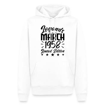 Naissance En Mars 1958. Cadeau d'anniversaire mars - Sweat à capuche Premium bio Homme - blanc - Devant - Nico (187cm)
