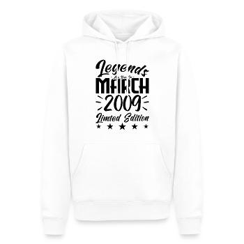 Naissance En Mars 2009. Cadeau d'anniversaire mars - Sweat à capuche Premium bio Homme - blanc - Devant - Nico (187cm)