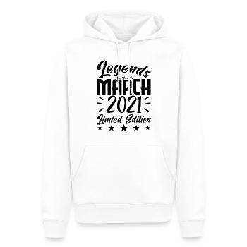 Naissance En Mars 2021. Cadeau d'anniversaire mars - Sweat à capuche Premium bio Homme - blanc - Devant - Nico (187cm)