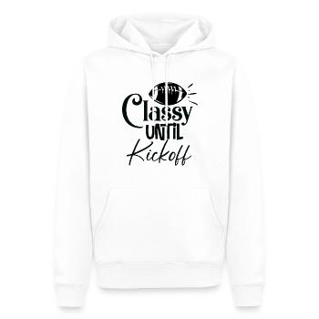 Classy Until Kickoff - Football - Männer Premium Bio Hoodie - Weiß - Vorne - Nico (187cm)
