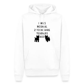 I Was Normal 2 Yorkieshire Terriers Ago - Men’s Premium Organic Hoodie - white - Front - Nico (187cm)