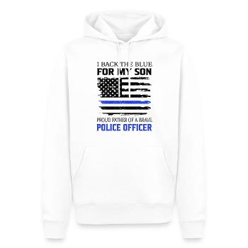 Police Officer I Back The Blue For My Son - Men’s Premium Organic Hoodie - white - Front - Nico (187cm)