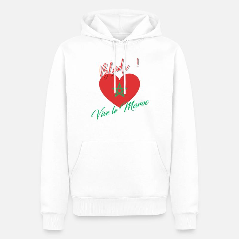 Vive le Maroc, Bladi, Drapeau Marocain - Sweat à capuche Premium bio Homme - blanc