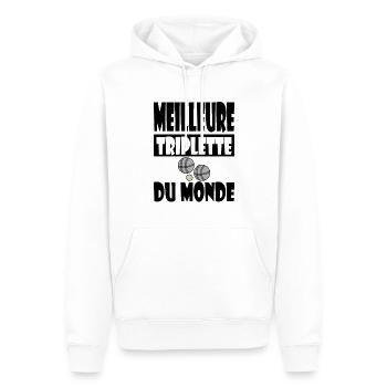 Cadeau Pétanque Homme - Meilleure Triplette - Sweat à capuche Premium bio Homme - blanc - Devant - Nico (187cm)
