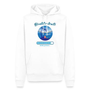Retraite Bientôt retraité Veuillez patienter, Fun - Sweat à capuche Premium bio Homme - blanc - Devant - Nico (187cm)