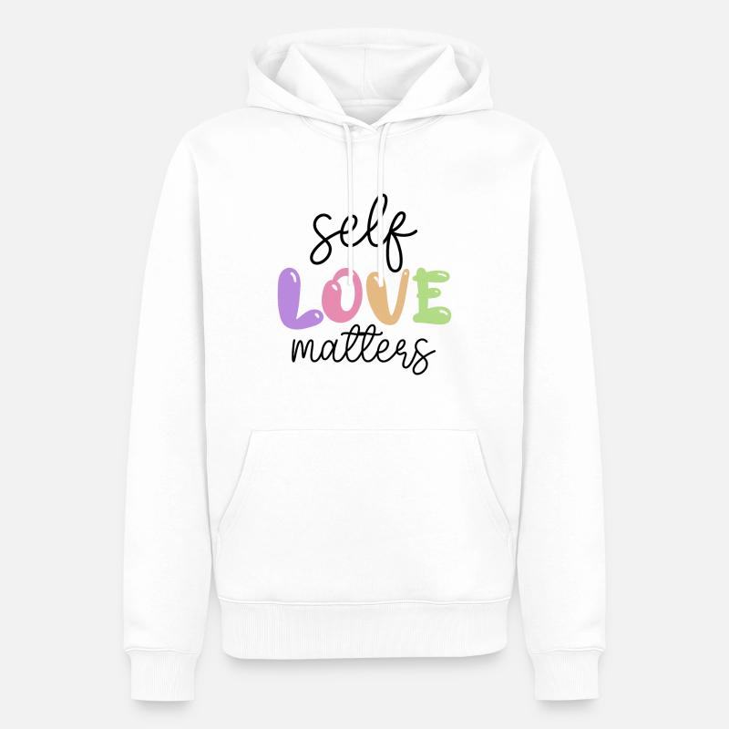L’amour de soi compte - Sweat à capuche Premium bio Homme - blanc
