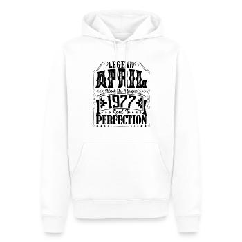 Avril 1977. Anniversaire avril 1977. Cadeau 1977. - Sweat à capuche Premium bio Homme - blanc - Devant - Nico (187cm)