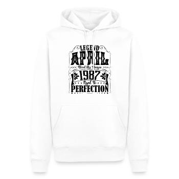 Avril 1987. Anniversaire avril 1987. Cadeau 1987. - Sweat à capuche Premium bio Homme - blanc - Devant - Nico (187cm)