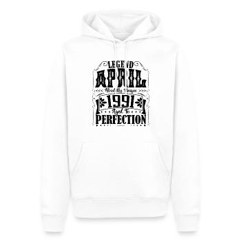 Avril 1991. Anniversaire avril 1991. Cadeau 1991. - Sweat à capuche Premium bio Homme - blanc - Devant - Nico (187cm)