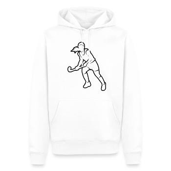 Joueuse de hockey Joueuse de hockey sur gazon - Sweat à capuche Premium bio Homme - blanc - Devant - Nico (187cm)