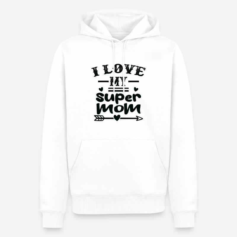J’aime ma super maman - Sweat à capuche Premium bio Homme - blanc