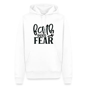 Faith Over Fear Kreuz - Männer Premium Bio Hoodie - Weiß - Vorne - Nico (187cm)
