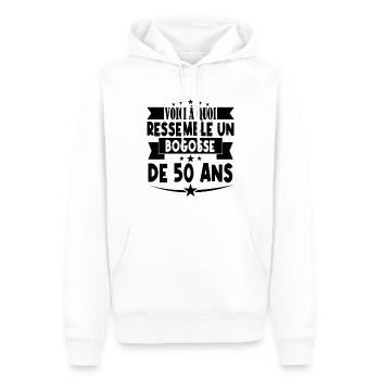 anniversaire 50 ans. beau gosse 50 ans. 50e annive - Sweat à capuche Premium bio Homme - blanc - Devant - Nico (187cm)