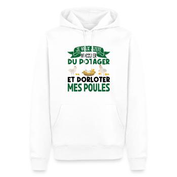 M'occuper Du Potager Et Des Poules. Jardinage. - Sweat à capuche Premium bio Homme - blanc - Devant - Nico (187cm)