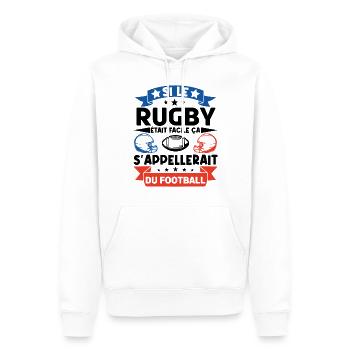 Cadeau rugbyman. cadeau rugby France. rugby fan . - Sweat à capuche Premium bio Homme - blanc - Devant - Nico (187cm)