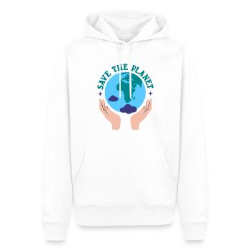 Le changement climatique sauve la planète - Sweat à capuche Premium bio Homme - blanc - Devant - Nico (187cm)