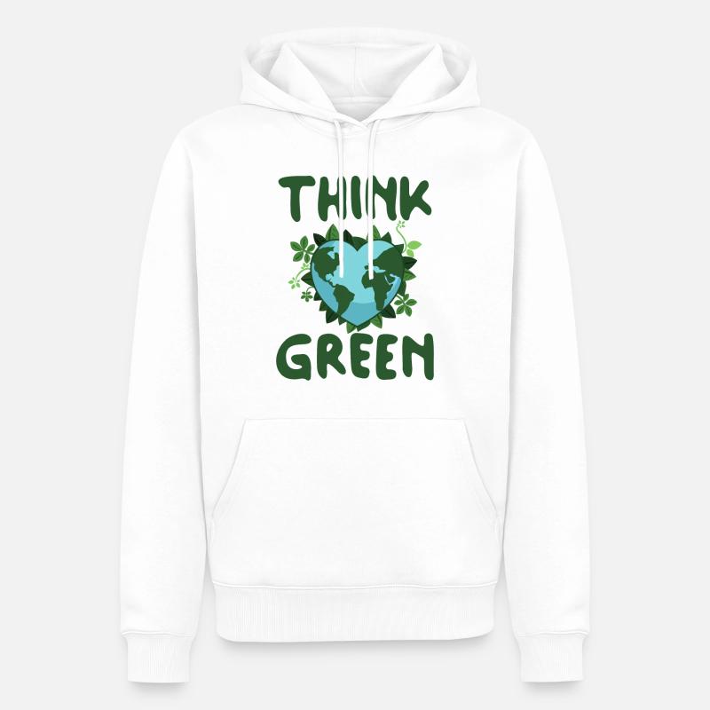 Pensez Green Earth Heart - Sweat à capuche Premium bio Homme - blanc
