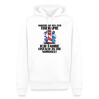 Nordsee Leuchtturm Möwe - Männer Premium Bio Hoodie - Weiß - Vorne - Nico (187cm)