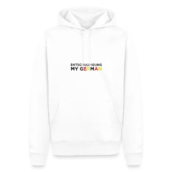 ENTSCHULDIGUNG MY GERMAN - Männer Premium Bio Hoodie - Weiß - Vorne - Nico (187cm)