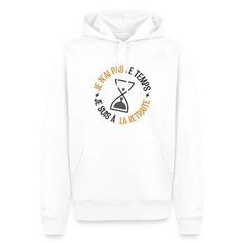 cadeau de retraite, cadeau départ en retraite. - Sweat à capuche Premium bio Homme - blanc - Devant - Nico (187cm)