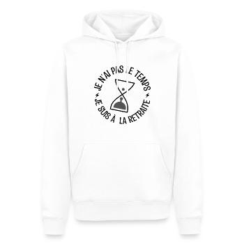cadeau de retraite, cadeau départ en retraite. - Sweat à capuche Premium bio Homme - blanc - Devant - Nico (187cm)