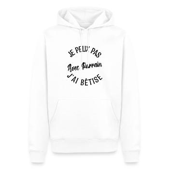 Cadeau Parrain, Cadeau futur parrain. - Sweat à capuche Premium bio Homme - blanc - Devant - Nico (187cm)