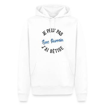 Cadeau Parrain, Cadeau futur parrain. - Sweat à capuche Premium bio Homme - blanc - Devant - Nico (187cm)