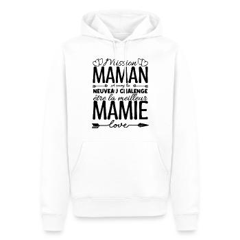 Cadeau Annonce Grossesse Mamie. Mission de maman. - Sweat à capuche Premium bio Homme - blanc - Devant - Nico (187cm)