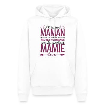 Cadeau Annonce Grossesse Mamie. Mission de maman. - Sweat à capuche Premium bio Homme - blanc - Devant - Nico (187cm)