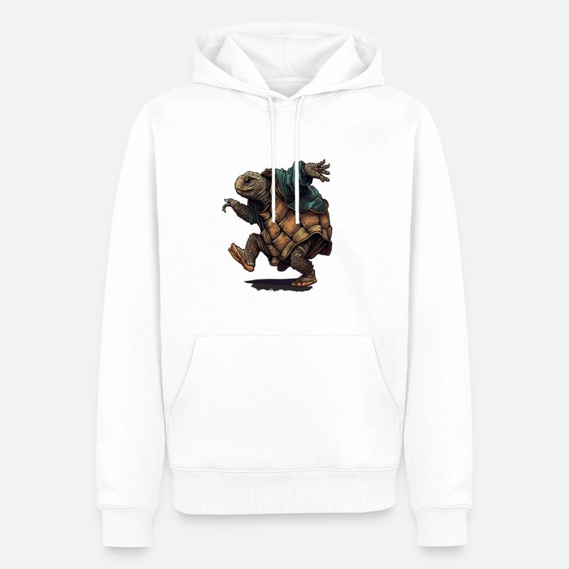 Turtle Ninja Dance funny Design - Männer Premium Bio Hoodie - Weiß