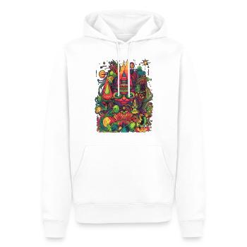Painting creativ Psychedelic Trip Cat Illustration - Men’s Premium Organic Hoodie - white - Front - Nico (187cm)
