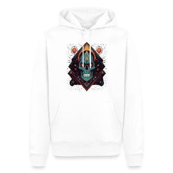 Psychedelic space skull colorful Art - Men’s Premium Organic Hoodie - white - Front - Nico (187cm)