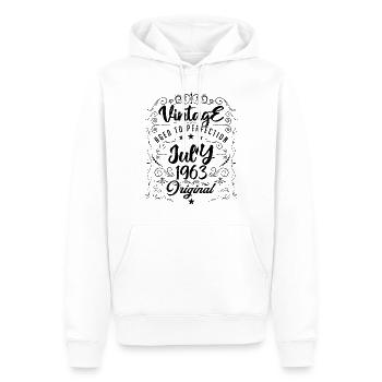 Jahrgang Geboren im Juli 1963 Jubiläum Juli - Männer Premium Bio Hoodie - Weiß - Vorne - Nico (187cm)