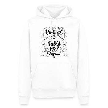 Jahrgang Geboren im Juli 1977 Jubiläum Juli - Männer Premium Bio Hoodie - Weiß - Vorne - Nico (187cm)