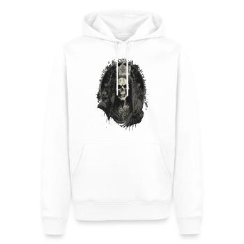 Creepy Gothic Skull King Throne Skelett Darkhorror - Männer Premium Bio Hoodie - Weiß - Vorne - Nico (187cm)