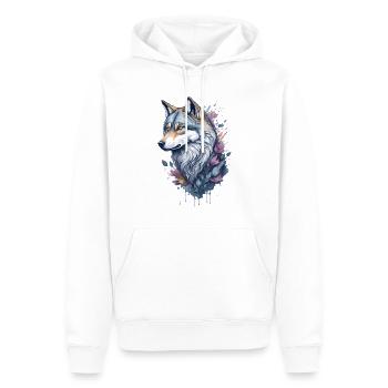 Skurriles Blumenwolf-Aquarellgemälde - Männer Premium Bio Hoodie - Weiß - Vorne - Nico (187cm)
