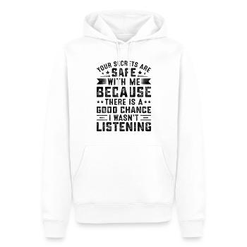 Funny saying Your secrets are safe with me - Men’s Premium Organic Hoodie - white - Front - Nico (187cm)