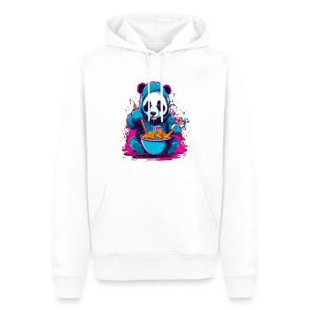 Panda eat Asia Ramen Food Synthwave Design - Männer Premium Bio Hoodie - Weiß - Vorne - Nico (187cm)