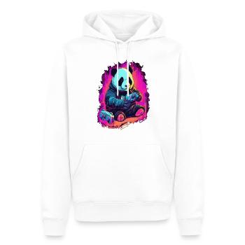 cute fat japanese panda gamer Play Consol - Men’s Premium Organic Hoodie - white - Front - Nico (187cm)