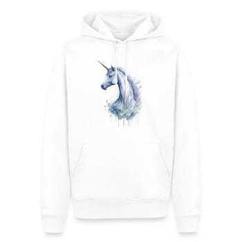 Une licorne aquarelle enchanteresse - Sweat à capuche Premium bio Homme - blanc - Devant - Nico (187cm)