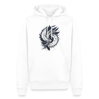Harmony of Feathers: Elegant Yin and Yang - Men’s Premium Organic Hoodie - white - Front - Nico (187cm)