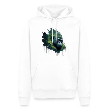 Aquarell Gorilla mit Blättern - Männer Premium Bio Hoodie - Weiß - Vorne - Nico (187cm)