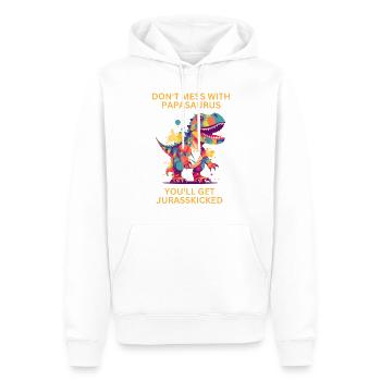 Witziges Papa Papasaurus Dino Dinosaurier Geschenk - Männer Premium Bio Hoodie - Weiß - Vorne - Nico (187cm)