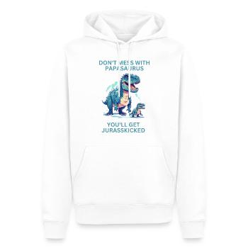 Drôle Papa Papasaurus Dino Dinosaur Cadeau - Sweat à capuche Premium bio Homme - blanc - Devant - Nico (187cm)