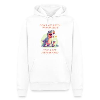 Witziges Papa Papasaurus Dino Dinosaurier Geschenk - Männer Premium Bio Hoodie - Weiß - Vorne - Nico (187cm)
