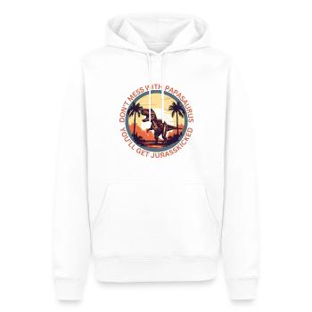 Drôle Papa Papasaurus Dino Dinosaur Cadeau - Sweat à capuche Premium bio Homme - blanc - Devant - Nico (187cm)