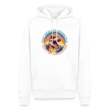 Drôle Papa Papasaurus Dino Dinosaur Cadeau - Sweat à capuche Premium bio Homme - blanc - Devant - Nico (187cm)