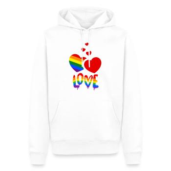 Love Rainbow Hearts Pride - Sweat à capuche Premium bio Homme - blanc - Devant - Nico (187cm)